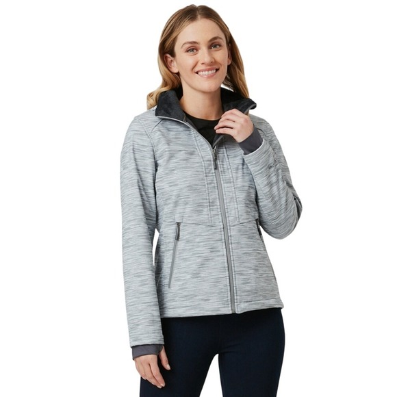 Women's Free Country Freeform II Super Softshell Jacket Medium Gray White Hooded - Picture 11 of 13
